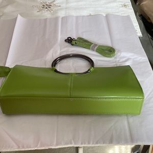 Leather handbag in lime green from Italy
